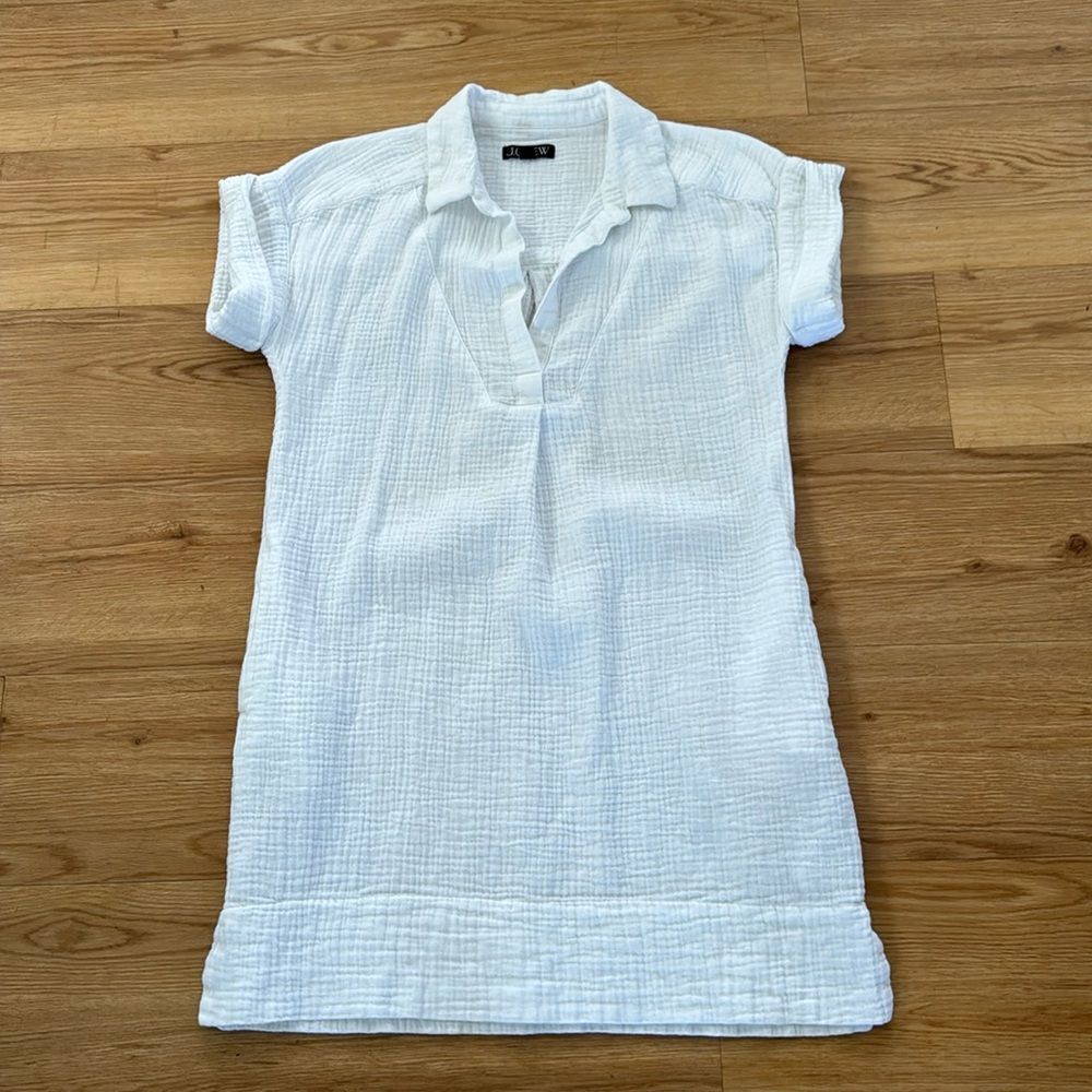 J. Crew V-neck Shirtdress in Soft Gauze White Sz Small